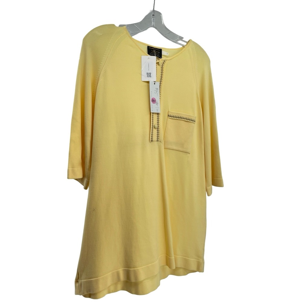 Puritan Men's Shirt Henley Yellow Vintage 1970s Ban-Lon XXL